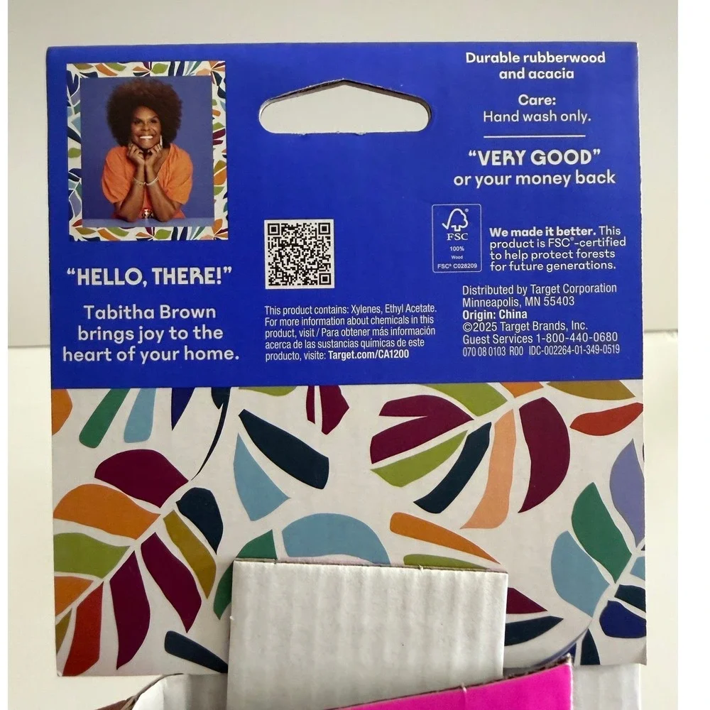 New Target Tabitha Brown Kitchen Home Reversible Afro Pick Wooden Cutting Board